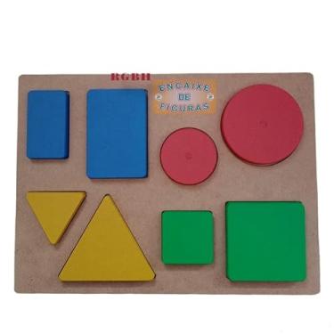 Imagem de Brinquedo Pedagógico Educativo Em Madeira Encaixe De Figura Geométrica Premium (Encaixe De Figura Geométrica Premium)