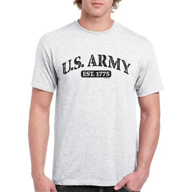 Imagem de Camiseta US Army Strong dos Estados Unidos Veterano do Orgulho Militar DD 214 Patriotic Armed Forces Gear Licenciada Camiseta Masculina, Cinza-claro, 5G