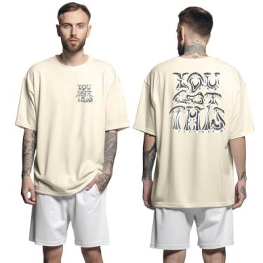 Imagem de Camisa Camiseta Oversized Streetwear Genuine Grit Masculina Larga 100% Algodão 30.1 You Got This - Bege - GG