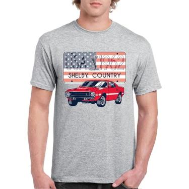 Imagem de Camiseta masculina Shelby Country 1962 GT500 American Racing USA Made Mustang Cobra GT Performance Powered by Ford, Cinza, 5G