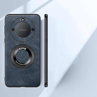 Imagem de Estojo anti-riscos Compatível com capa Huawei Honor X40 com capa magnética de suporte de 360°, capa multifuncional de couro à prova de choque TPU capa protetora resistente Capa de celular (Size : Blu