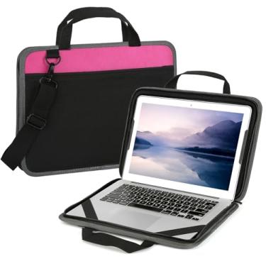 Imagem de CDBXPRG Capa para laptop de 13 a 14 polegadas, capa de computador à prova de choque para HP, bolsa protetora para notebook para MacBook Air/MacBook Pro, Dell, Lenovo, Chromebook com alça (rosa)