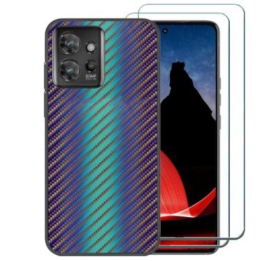 Imagem de Ranyi Capa para celular Motorola Think com protetor de tela, capa de telefone ThinkPhone, padrão ondulado gradiente colorido, fina, proteção flexível, capa de borracha de silicone para celular