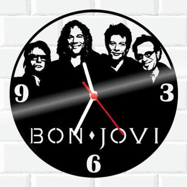 Imagem de Relógio Parede Vinil LP ou MDF Bon Jovi Rock 3