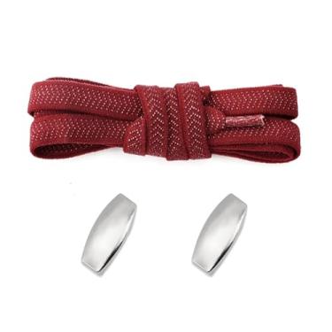 Imagem de Lock Elastic Laces Sneakers Tennis Shoelaces Without Ties Adult Kids Flat No Tie Shoelace For Shoes Accessories (Color : Dark red)