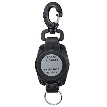 Imagem de Owekfifv Retrator Scuba Gear, cabo retrátil de aço inoxidável de 109 cm com trava, clipe giratório e anel dividido para lanternas de mergulho, medidores e câmeras