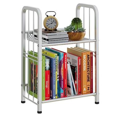 Imagem de Azheruol Estante de armazenamento independente para sala de estar, quarto, cozinha, resistência à ferrugem, fácil de montar, organizador multifuncional (2 camadas, branco)