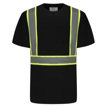 Imagem de wefeyuv Camiseta Hi Vis com faixa refletiva de alta visibilidade para camiseta curta, Preto, M