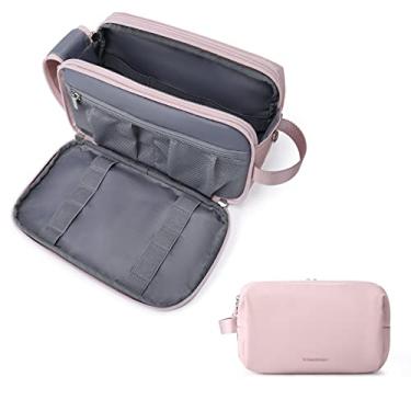 Imagem de Necessaire masculina BAGSMART, organizador de artigos de higiene pessoal para viagem, bolsa de barbear resistente à água, essencial para dormitórios, rosa, Large