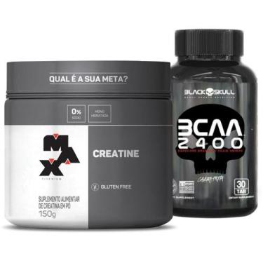 Imagem de Creatina Pura 150G Max Titanium + Bcaa 30 Caps Black Skull