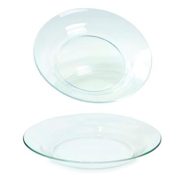 Imagem de Kit Jogo Prato Fundo Transparente em Vidro 8 Peças 22,5cm