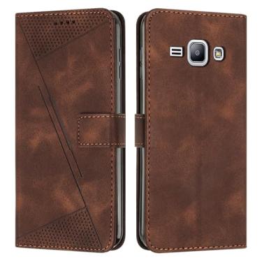 Imagem de Capa Carteira Compatível com Samsung Galaxy J1 Carteira Flip Phone Case Suporte para cartão Flip Cover Phone Case Alça de pulso Capa para telefone Compatível com Samsung Galaxy J1(Brown)