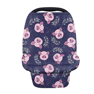 Imagem de GOSTONG Adorável capa de amamentação com cabeça de porco, cachecol de amamentação, capas de assento de carro para bebês, dossel de cadeirinha de carro para bebês, carrinho de compras, necessidades para meninos e meninas