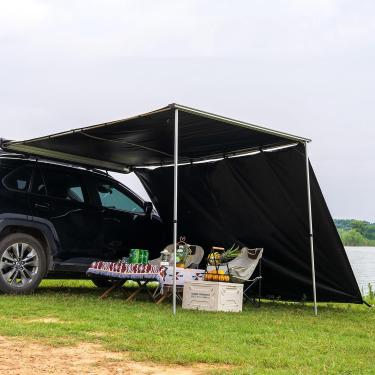 Imagem de Toldo de carro, toldo de rack de teto, toldo retrátil extensível com cortina lateral, estrutura de liga de alumínio atualizada, altura ajustável, uma cor, 160x250cm/5,2x8,2 pés