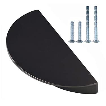 Imagem de Cosnys Pacote com 4 puxadores de gaveta de meia lua, puxador de armário preto fosco meia lua com orifício central de 64 mm (64 mm) para armário de gaveta de armário