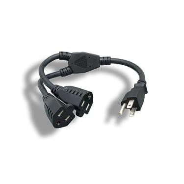 Imagem de KENTEK Kentek Cabo de alimentação de 3 pinos de extensão Y divisor NEMA5-15P para 2 X NEMA5-15R 14 AWG 15A 250V preto resistente