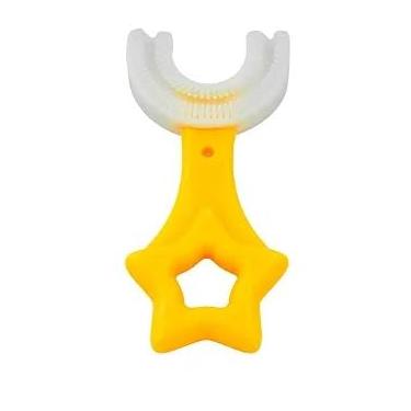 Imagem de Escova De Dentes Infantil De Silicone Formato Em U 360º Grau (AMARELO, Único)
