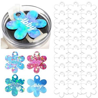 Imagem de ToBeAce 30 Placas de Nome Personalizadas para Copos Stanley 590 ml, Etiqueta de Nome MDF para Copos Personalizados com Alça, Retangular