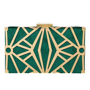 Imagem de CARIEDO Bolsa de noite feminina elegante bolsa clutch requintado veludo metal vazado bolsas formatura festa de casamento, Verde, Medium, Tendência