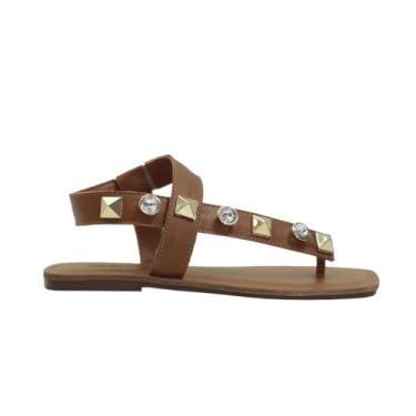 Imagem de Sandália Rasteira Dezzlun Zelia em Couro com Spikes Feminina