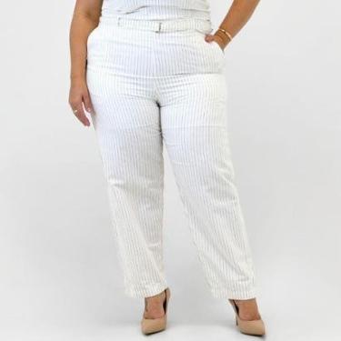Imagem de Calça Formitz Plus Size Reta Listrada Feminina-Feminino