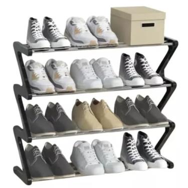 Imagem de Sapateira Retro 4 Prateleiras 8 Pares Tênis Sapatos Compacta