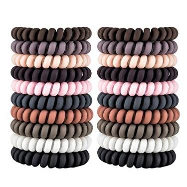 Imagem de 79STYLE 30 pçs laços de cabelo espirais sem vinco cabo de telefone sem tração, suporte de rabo-de-cavalo fosco bobina scrunchies de cabelo plástico para mulheres meninas (Matte10 cor - tamanho grande)