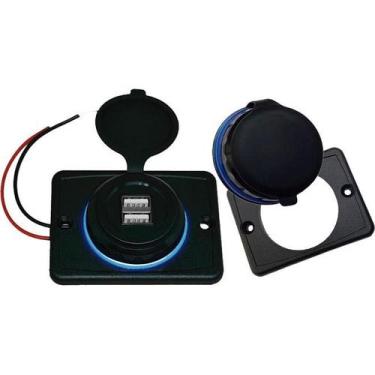 Imagem de Carregador Celular 12/24V 2 USB Extensor Led Azul Roadstar