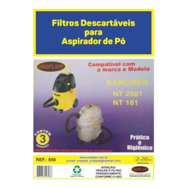 Imagem de Saco Para Aspirador de Pó Karcher NT2501 / NT181 ( Kit C/3 Filtro Saco