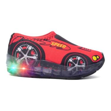 Imagem de Tênis Led Infantil Masculino Carros Luzinha Calce Facil My funfy Kids (Vermelho, BR, Criança de 4 a 8 anos, Numérico, 28)
