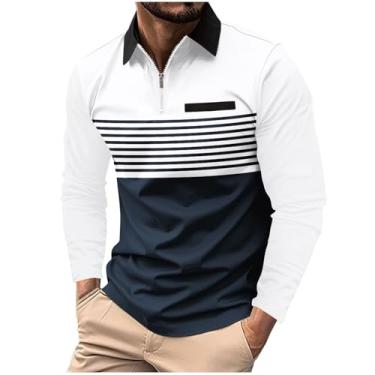 Imagem de Pulôver masculino de manga comprida gradiente atlético, moderno, confortável, casual, blusa clássica de outono para trilhas, camiseta diária, Y4 - branco, 3G