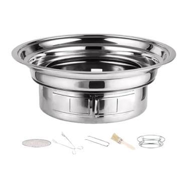 Imagem de Bothyi Churrasqueira redonda aquecedora de bule para áreas externas e internas, churrasqueira para acampamento, churrasqueira para jardim, quintal, mochila, Style B