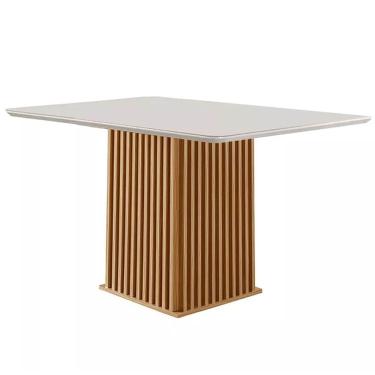 Imagem de Mesa Riviera 90x90 COM Vidro LJ Móveis Cor Cinamomo Off White