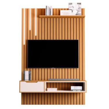 Imagem de Home Ripado com 1 Prateleira e Led Pucón Nature Pérola  - Mais de Casa