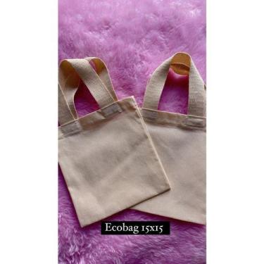 Imagem de kit com 5 Mini Ecobags Lisa 15x15cm - 100% Algodão cru - T2Click