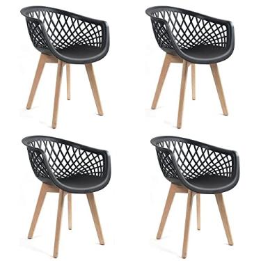 Imagem de CADEIRA WEB WOOD CX 4 - PP PRETO