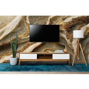 Imagem de Papel de Parede Painel 3D Mármore Cinza com Dourado Auto 3,5M Colante 