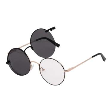 Imagem de Armação Para Óculos Grau Feminino Redondo 2 em 1 Clipon Mia - Palas Ey