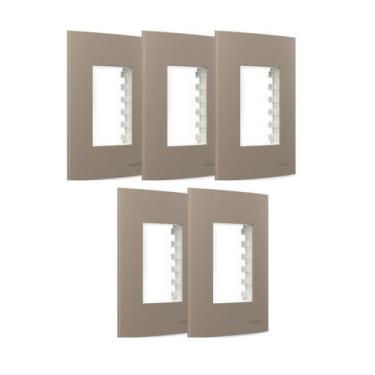 Imagem de Kit 5 Placa com Suporte 4x2 3 Postos Sleek Argila Margirius, Argila