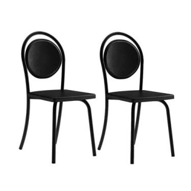 Imagem de Cadeira Sala de Jantar 1738 Aço Kit 2 Uni Preto - Carraro