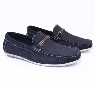 Imagem de Mocassim Dockside Masculino Couro Moderno Estilo Conforto - GTS, Azul,
