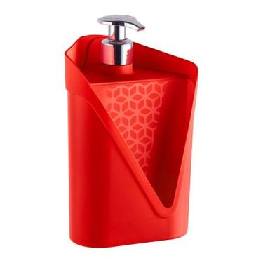 Imagem de Dispenser Detergente 500ml Sabonete Líquido Porta Esponja - Uz, Vermel