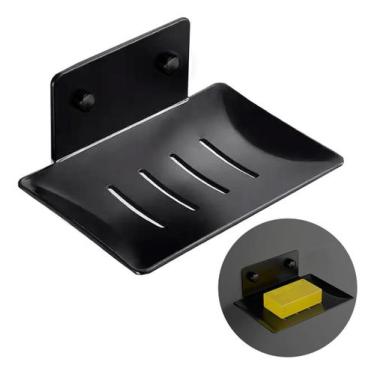 Imagem de Saboneteira Banheiro Porta Sabonete Luxo Inox 304 Preta - Brinovar