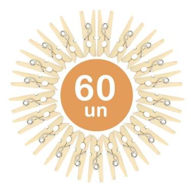 Imagem de Kit 60un Mini prendedor pregador grampos madeira natural - Rio Tijucas