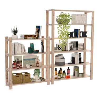 Imagem de Kit Com 2 Armário Estante 100% Pinus Cadernos Em Oferta - Technox