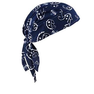 Imagem de Ergodyne - 12480 Chill Its 6615 Dew Rag, forrado com tecido felpudo, absorção de suor, azul-marinho