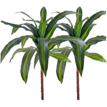 Imagem de Kit 2 Dracena Artificial Variegata Dracaena Sem Vaso Decoração - Flor 