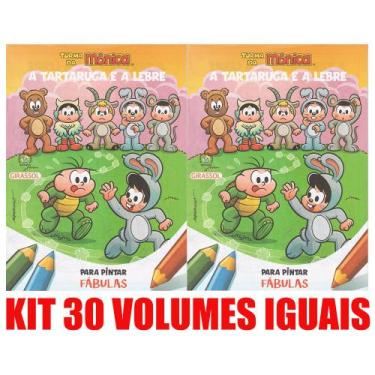 Imagem de A Tartaruga E A Lebre Livro Para Pintar Kit C30 Lembrancinha - Girasso