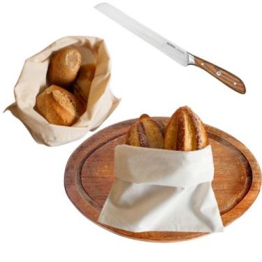 Imagem de kit 2 Saquinho Algodão para Pão Reutilizável Pau-Brasil Sustentável Su