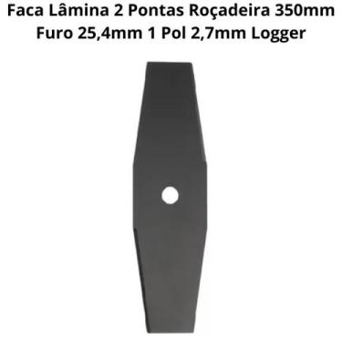 Imagem de Faca Lâmina 2 Pontas Roçadeira 350mm Furo 25,4mm 1 Pol 2,7mm Logger